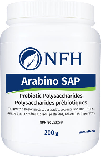SCIENCE-BASED PREBIOTIC FIBRE WITH IMMUNE STIMULATING PROPERTIES  NFH Arabino SAP Prebiotic Polysaccharides 200g  Description  Larch arabinogalactan is a safe and effective bulking laxative which promotes gut motility, normalizes and improves bowel function by decreasing the incidence of constipation, increasing fecal weight, and decreasing transit time.