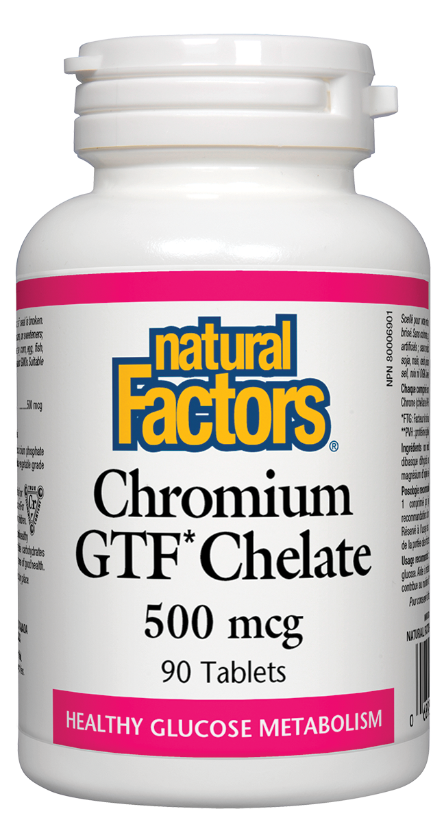 Natural Factors Chromium GTF* Chelate 500 mcg 90 Tablets
