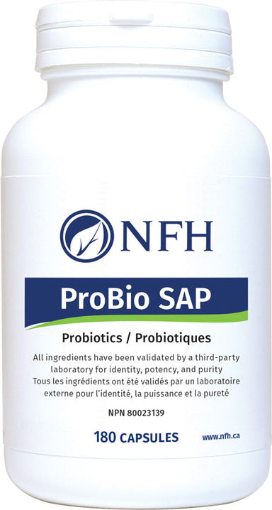 SCIENCE-BASED PROBIOTICS; HIGH DOSE, MULTISTRAIN IN AN ENTERIC-COATED CAPSULE  NFH ProBio SAP 180 Vegetarian Capsules  Description  Probiotics are dietary microbial mixtures that beneficially affect the host by improving intestinal microbial balance. Although large numbers of microbes normally inhabit the human intestine, certain strains of bacteria are believed to alleviate the symptoms of lactose intolerance,