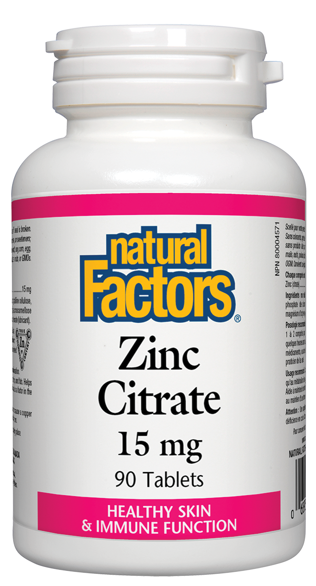 Natural Factors Zinc Citrate 15mg 90 Tablets