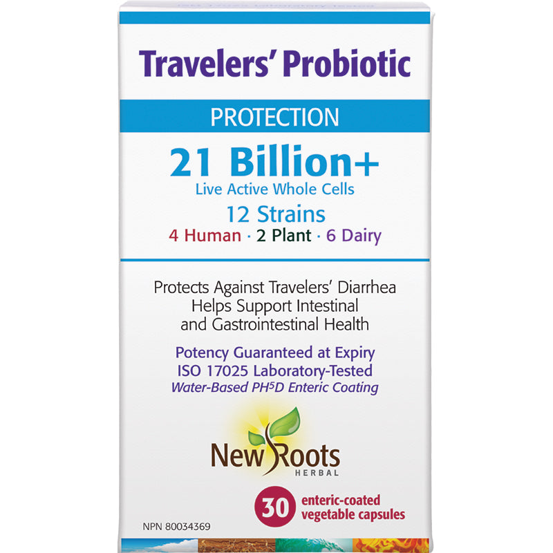 New Roots Traveler’s Probiotic 21 Billion+ 30 Enteric Coated Vegetarian Capsules
