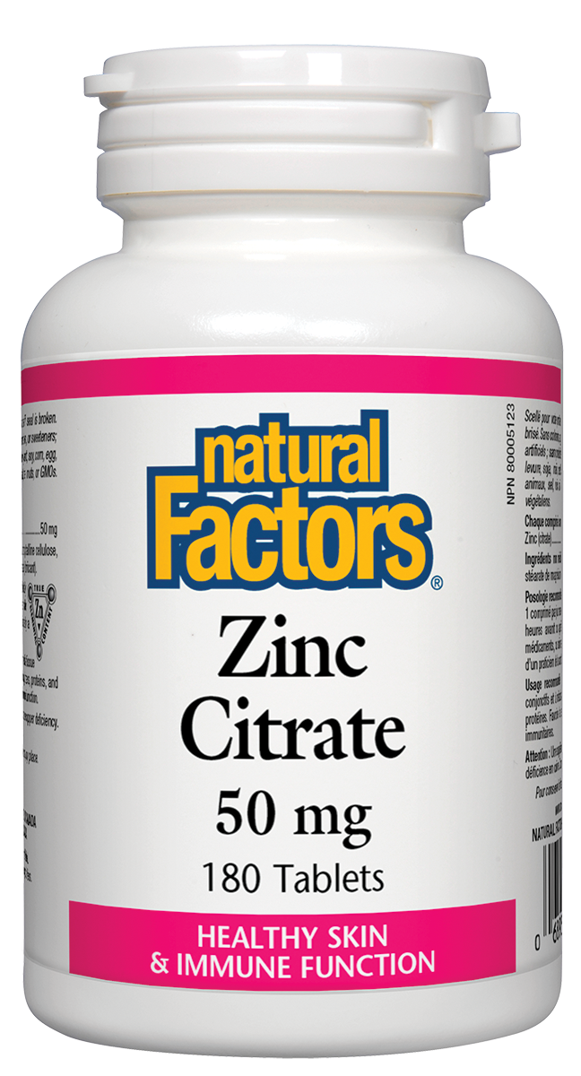 Natural Factors Zinc Citrate 50mg 180 Tablets