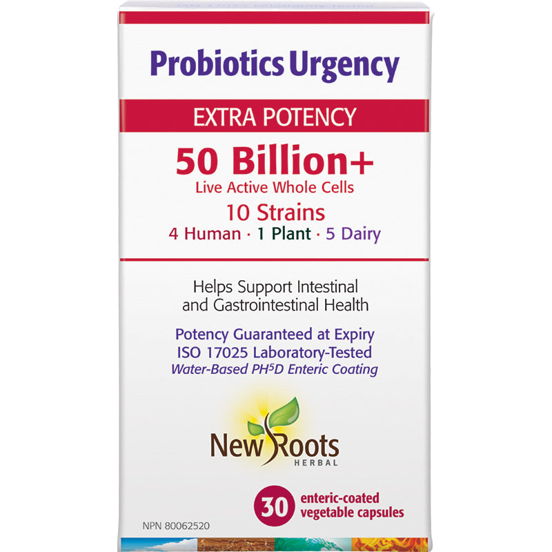 New Roots Probiotics Urgency 50 Billion+ 30 Enteric Coated Vegetable Capsules