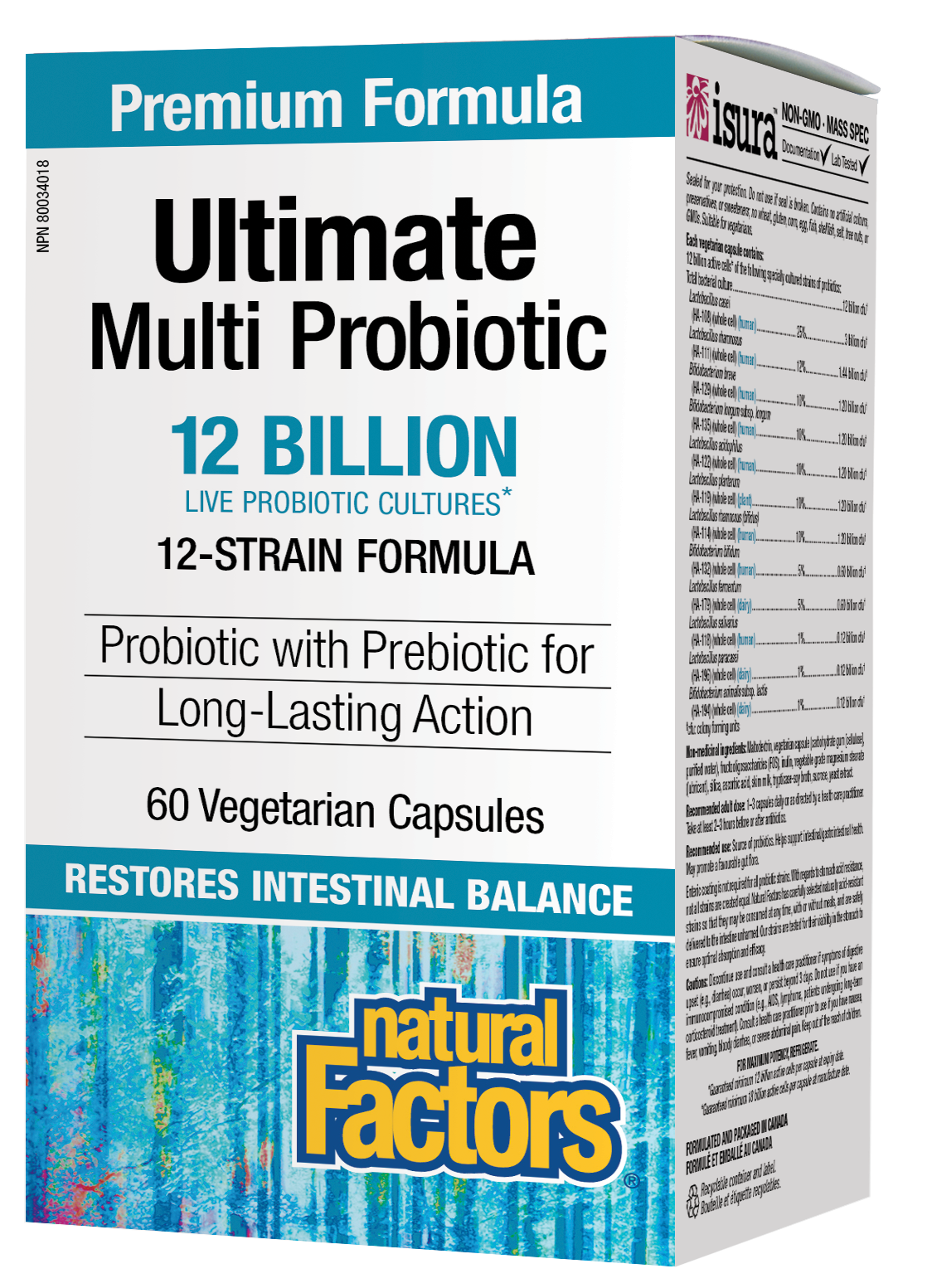 Natural Factors Ultimate Multi Probiotic 12 Billion 60 Vegetarian Capsules