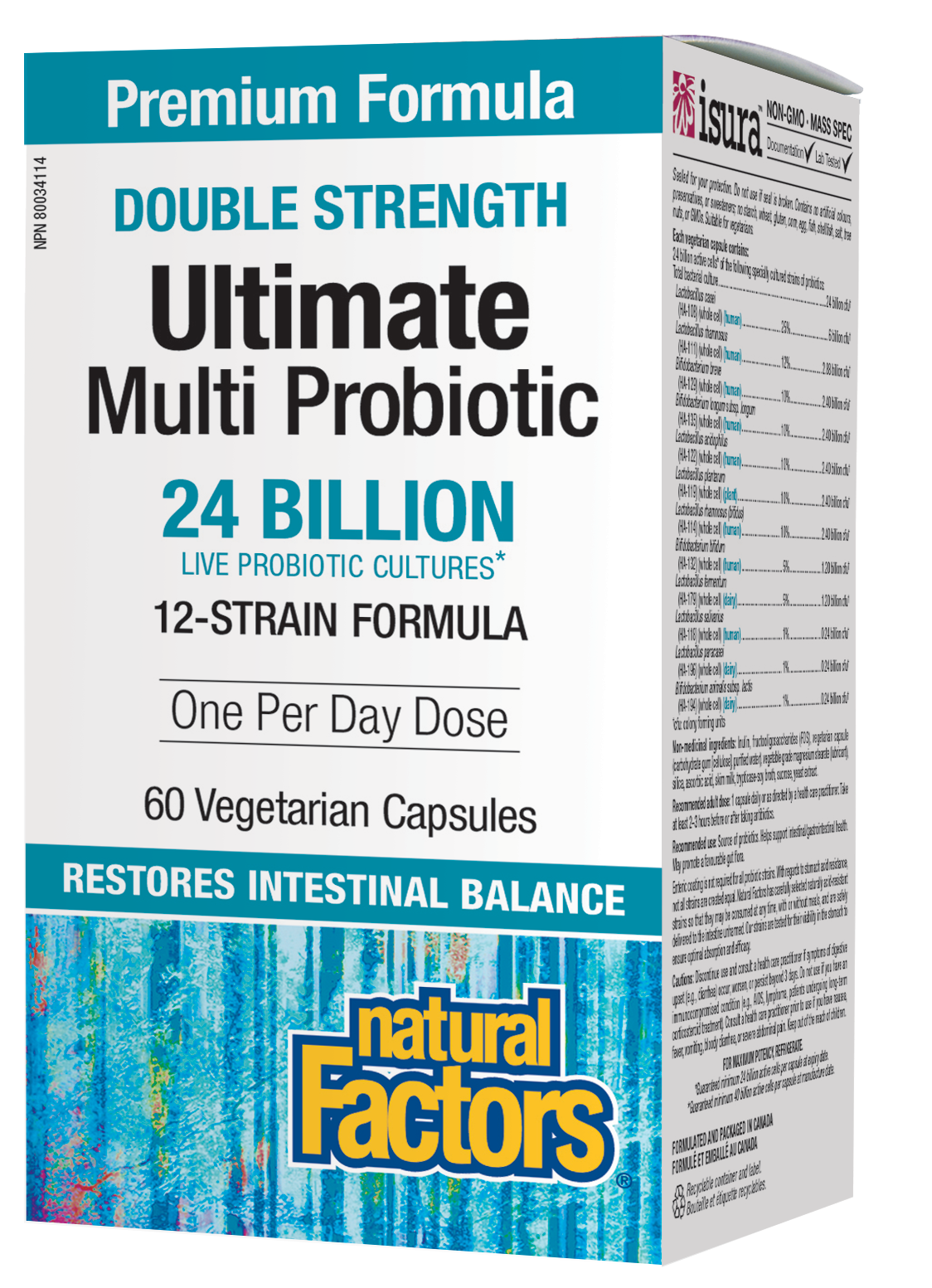 Natural Factors Double Strength Ultimate Multi Probiotic 24 Billion 60 Vegetarian Capsules