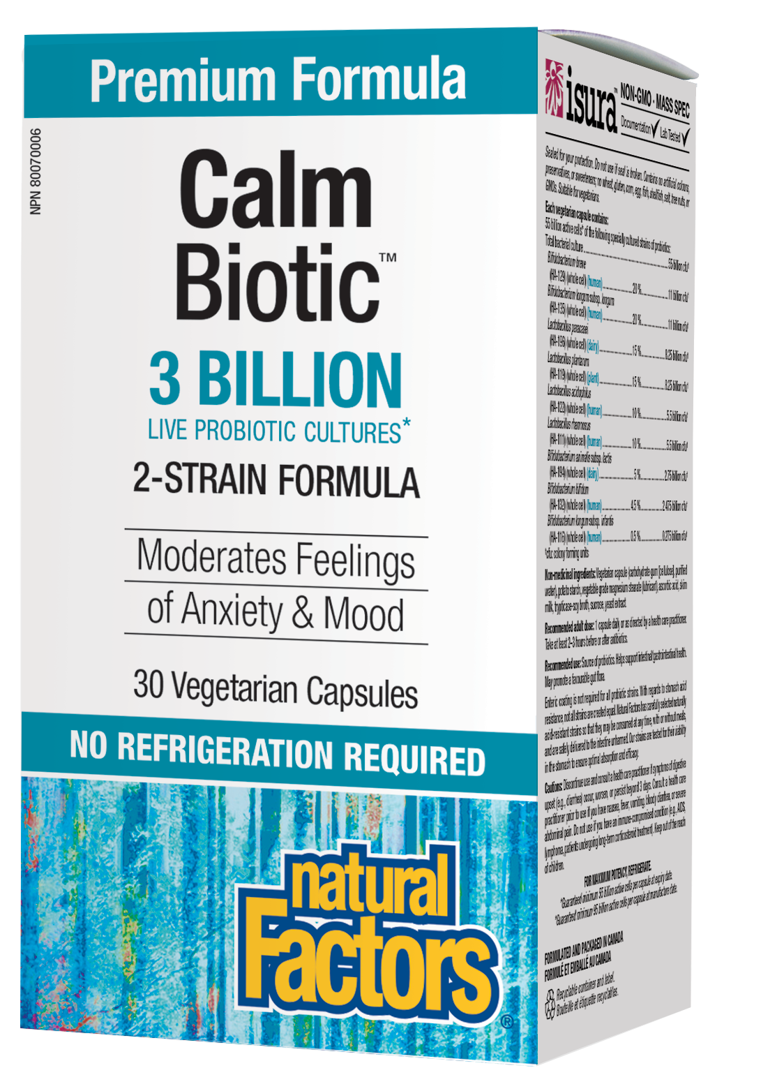 Natural Factors Calm Biotic 3 Billion Active Cells 30 Vegetarian Capsules