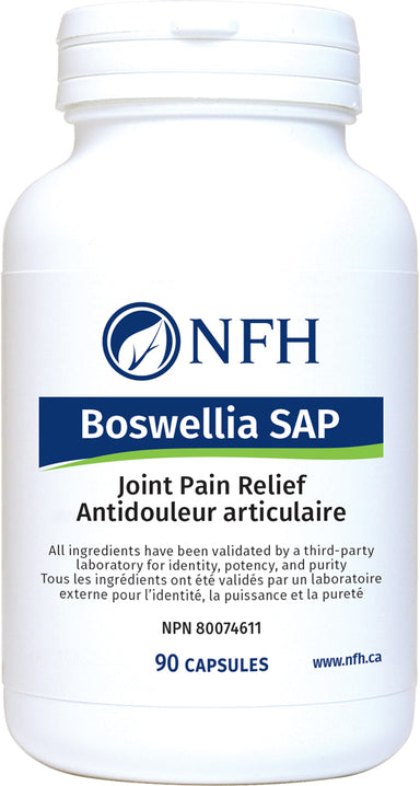 SCIENCE-BASED NUTRACEUTICAL FOR HEALTHY INFLAMMATORY RESPONSE  NFH Boswellia SAP 90 Vegetarian Capsules  Description  Boswellia SAP provides a standardized dose of Boswellia serrata oleogum resin extract, used in traditional medicine for centuries for a number of ailments related to acute and chronic inflammation.