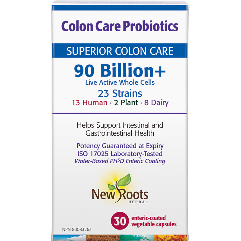 New Roots Colon Care Probiotics 90 Billion+ 30 Enteric-Coated Vegetarian Capsules