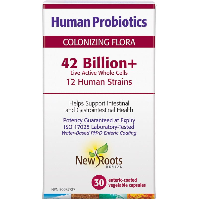 New Roots Human Probiotics 42 Billion+ 30 Enteric Coated Vegetarian Capsules