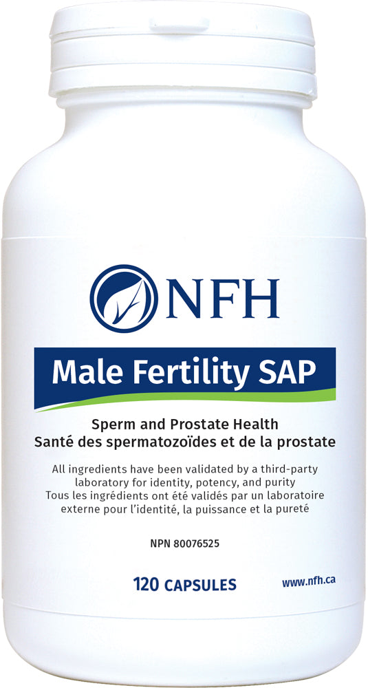 SCIENCE-BASED MALE FERTILITY SUPPORT  NFH Male Fertillity SAP 120 Vegetarian Capsules  Description  Male infertility due to impaired semen parameters is a global medical concern affecting couples of reproductive age. Amongst various disorders causing male infertility, idiopathic oligoasthenoteratozoospermia remains the most common etiology for which a specific therapeutic option is yet unavailable.