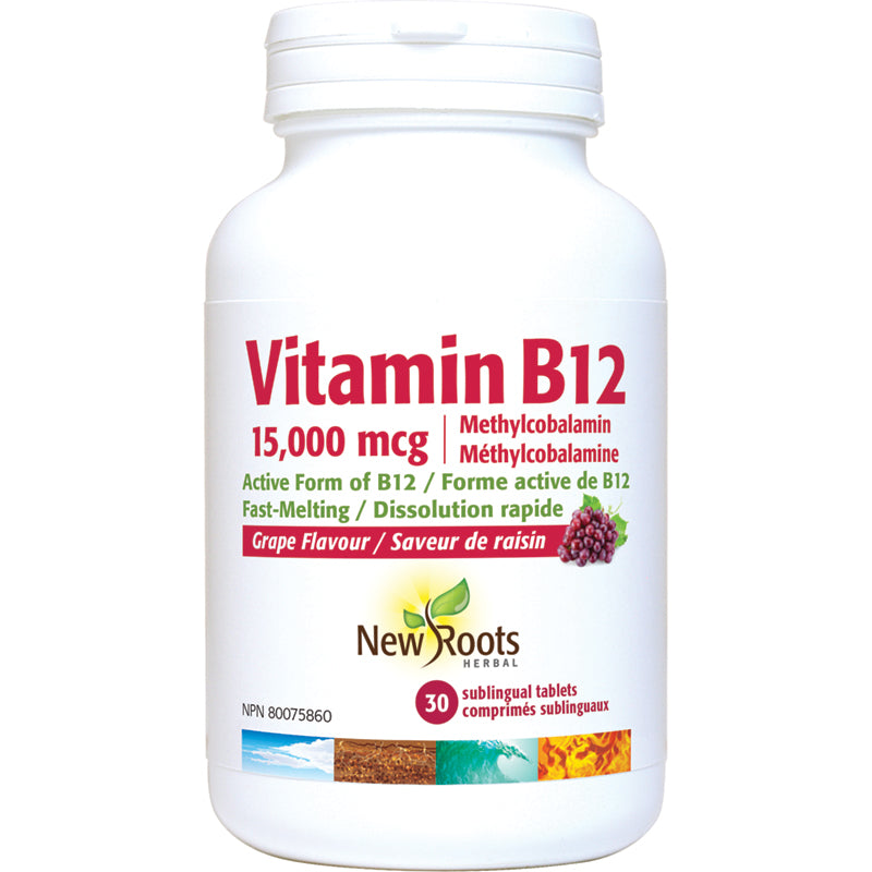 New Roots Vitamin B12 Methylcobalamin 15,000mcg  30 Sublingual Tablets