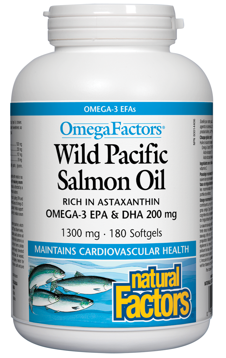 Natural Factors OmegaFactors Wild Pacific Salmon Oil 1000mg 180 Softgels
