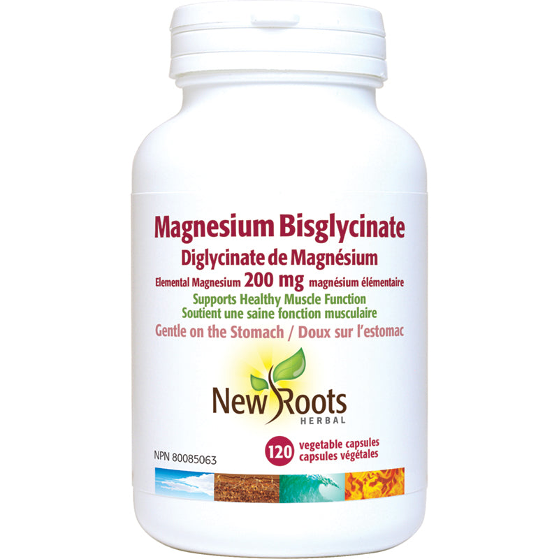 New Roots Magnesium Bisglycinate 200mg 120 Vegetarian Capsules