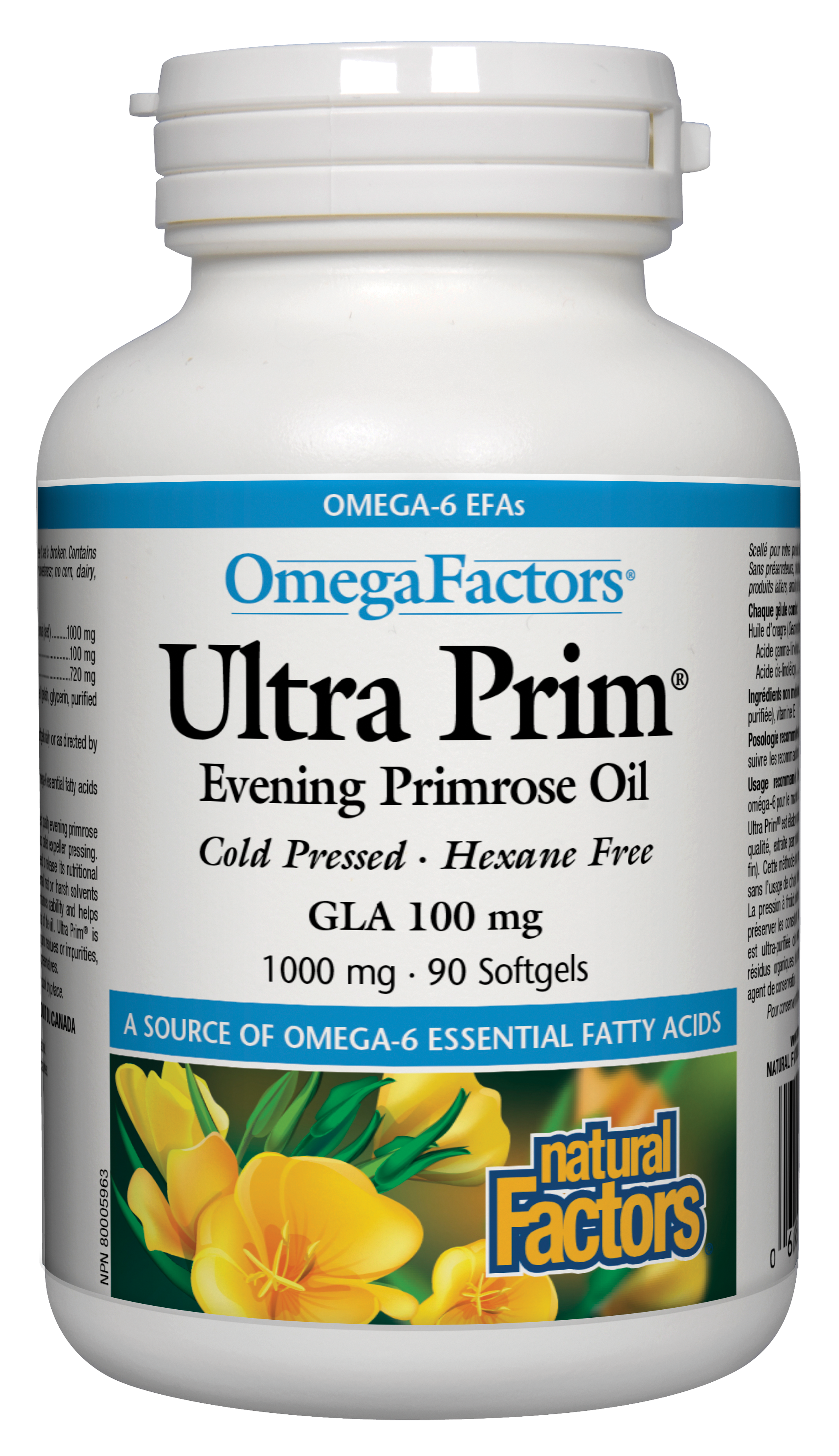 Natural Factors OmegaFactors Ultra Prim Evening Primrose Oil 1000mg 90 Softgels