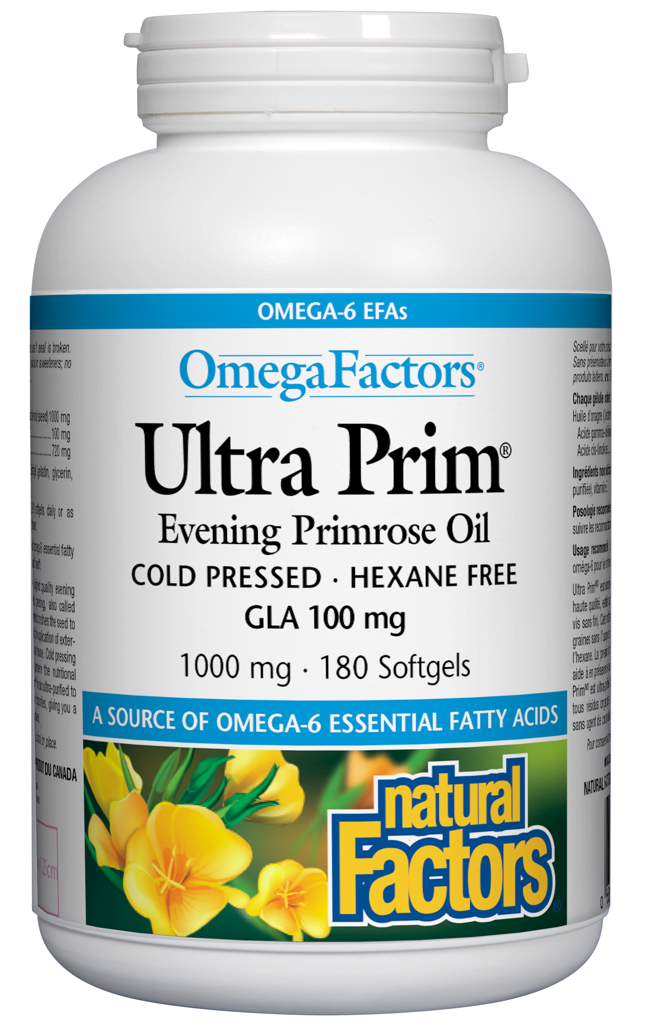 Natural Factors OmegaFactors Ultra Prim Evening Primrose Oil 1000mg 180 Softgels