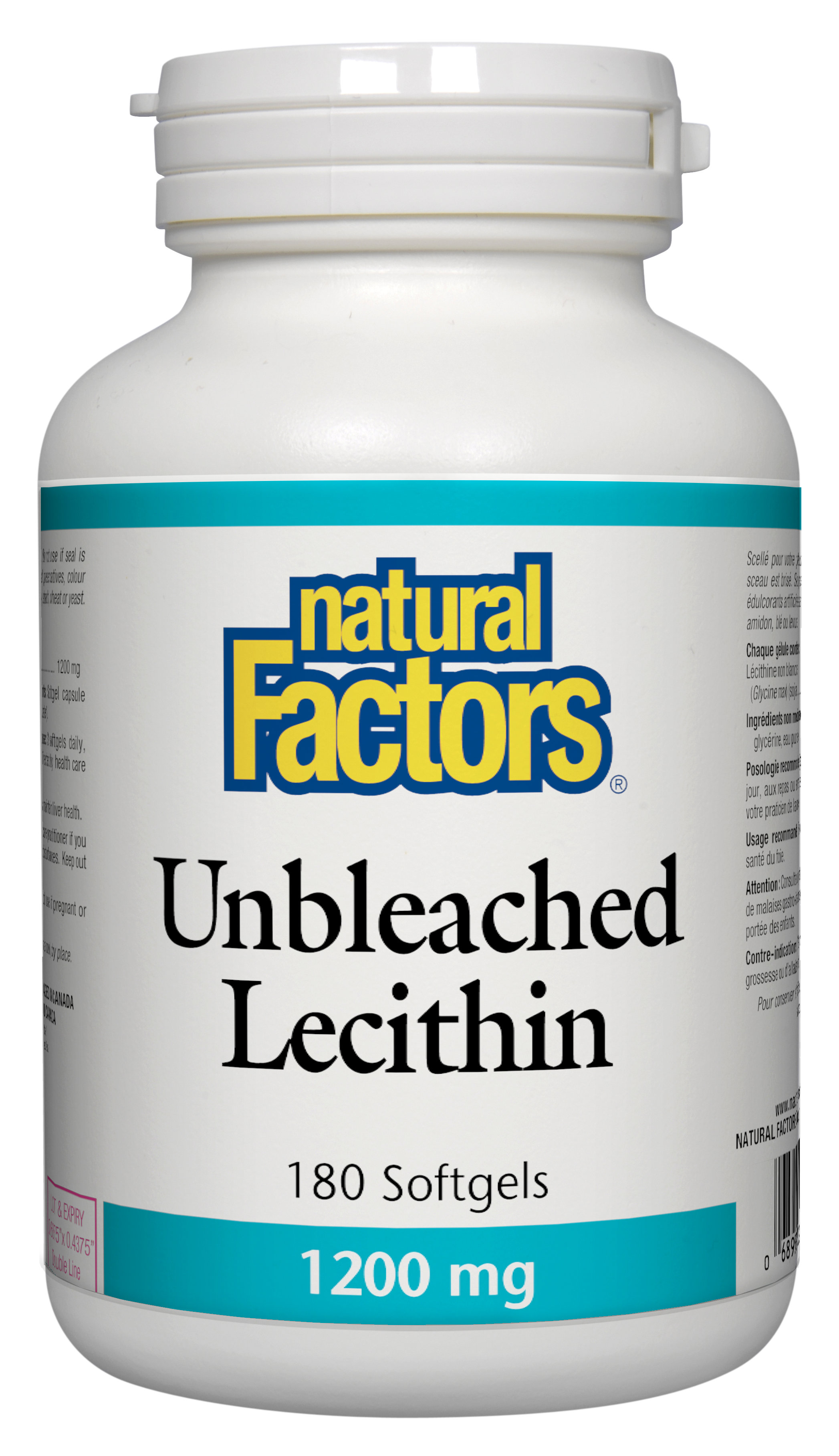 Natural Factors Unbleached Lecithin 1200mg 180 Softgels
