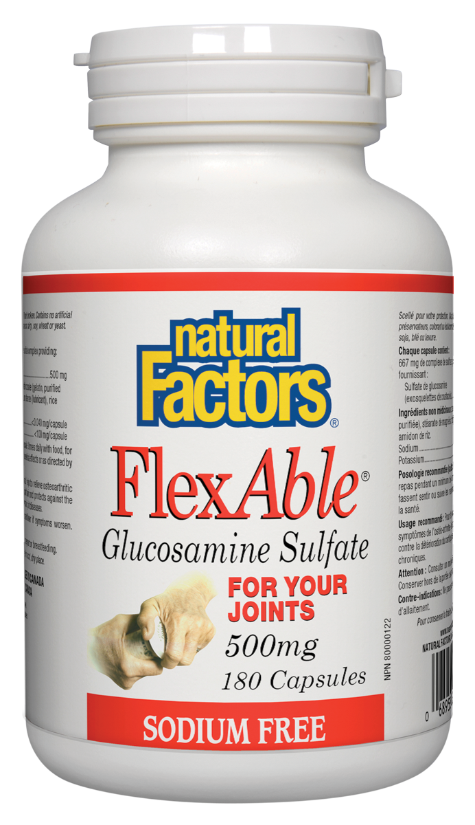 Natural Factors FlexAble Glucosamine Sulfate 500mg 180 Capsules