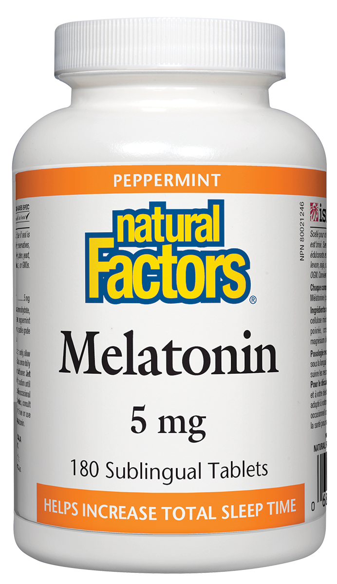 Natural Factors Melatonin 5mg, Peppermint, 180 Sublingual Tablets