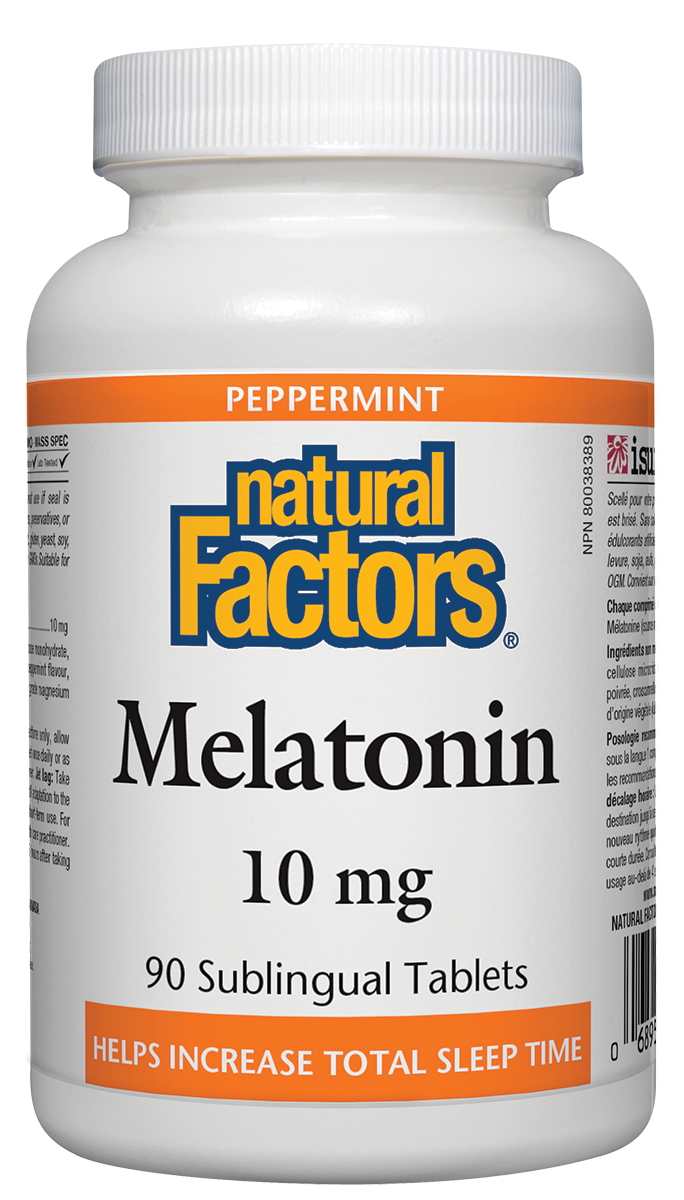 Natural Factors Melatonin 10mg Peppermint 90 Sublingual Tablets