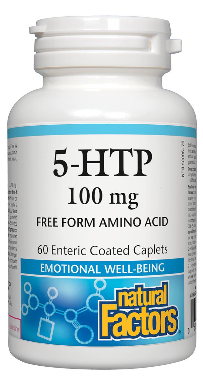Natural Factors 5-HTP 100mg 60 Caplets Free Form Amino Acids
