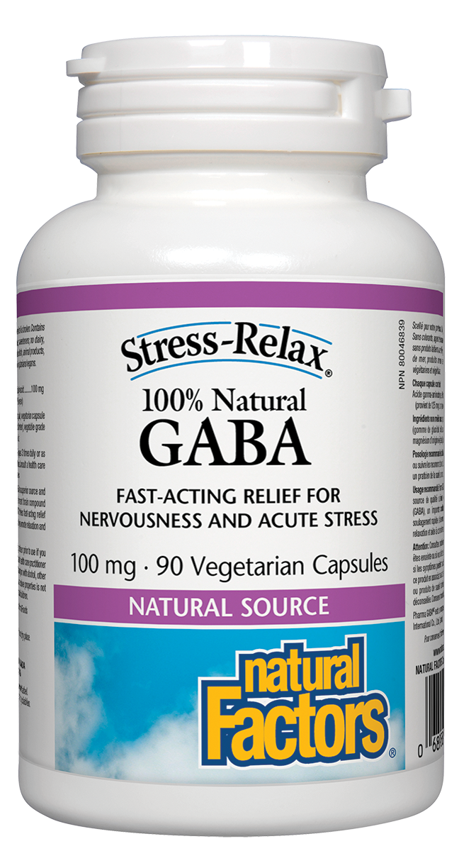Natural Factors Stress-Relax 100% Natural GABA 100mg 90 Vegetarian Capsules