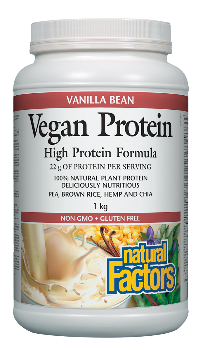 Natural Factors Vegan Protein High Protein Formula Vanilla Bean 1kg
