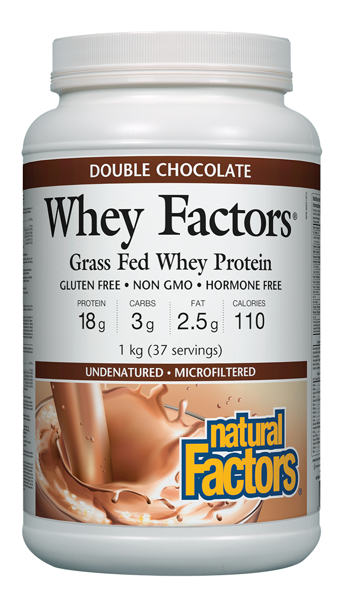 Natural Factors Whey Factors Grass Fed Whey Protein Double Chocolate 1kg