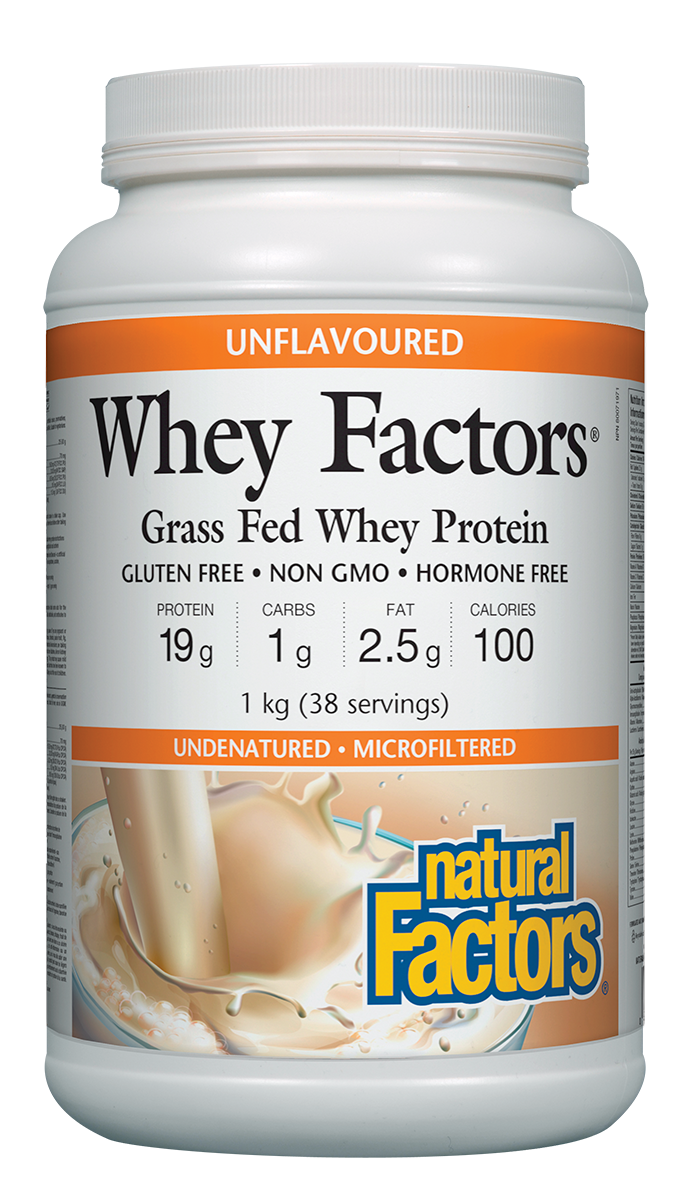 Natural Factors Whey Factors Grass Fed Whey Protein Unflavoured 1kg