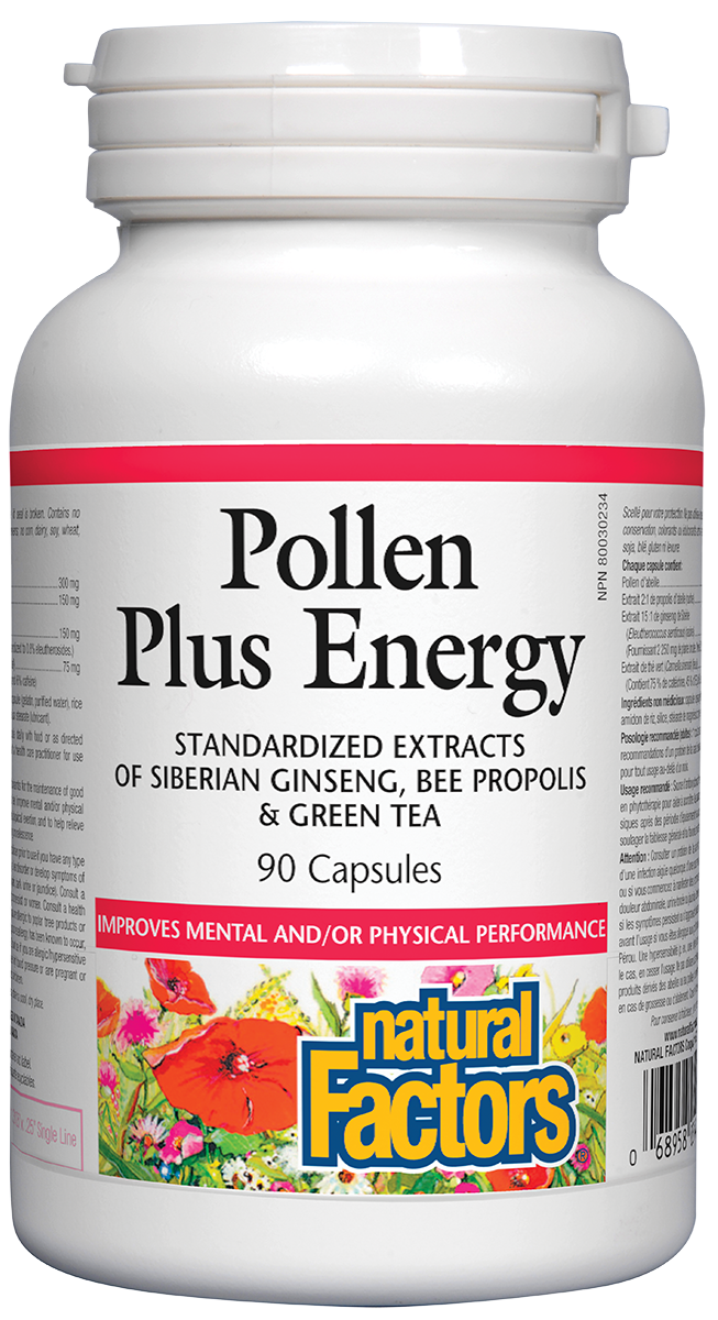 Natural Factors Pollen Plus Energy 90 Capsules