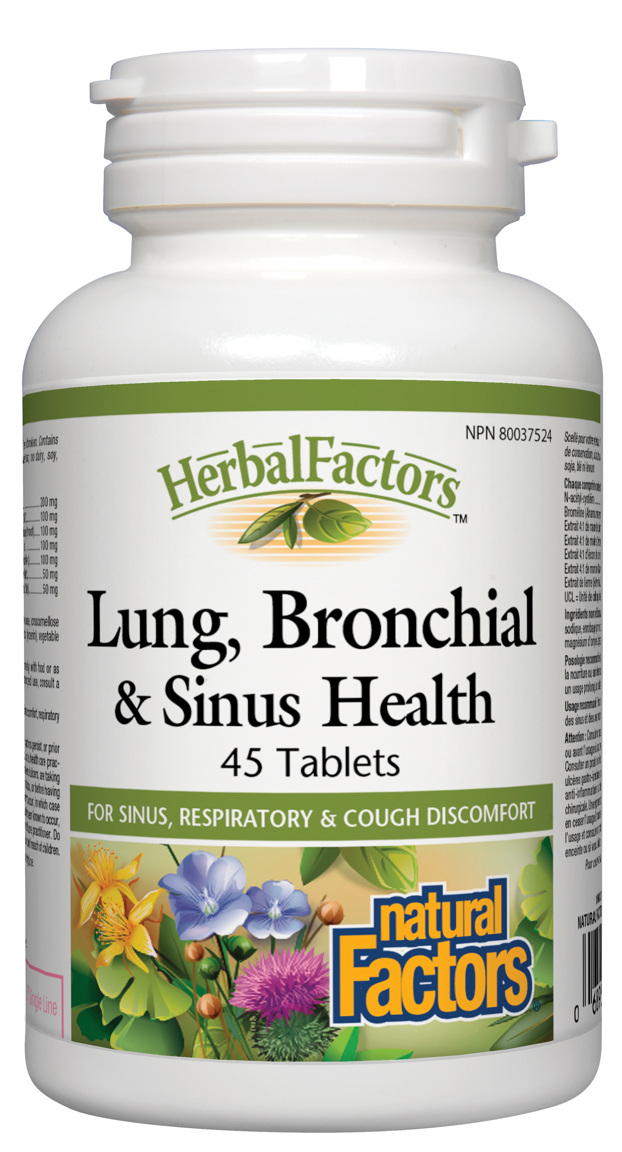 Natural Factors HerbalFactors Lung, Bronchial & Sinus Health 45 Tablets