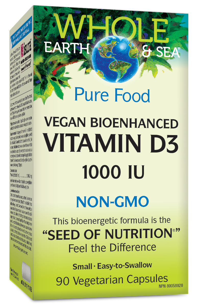 Whole Earth & Sea Vegan Bioenhanced Vitamin D3 NON-GMO 1000 IU 90 Vegetarian Capsules