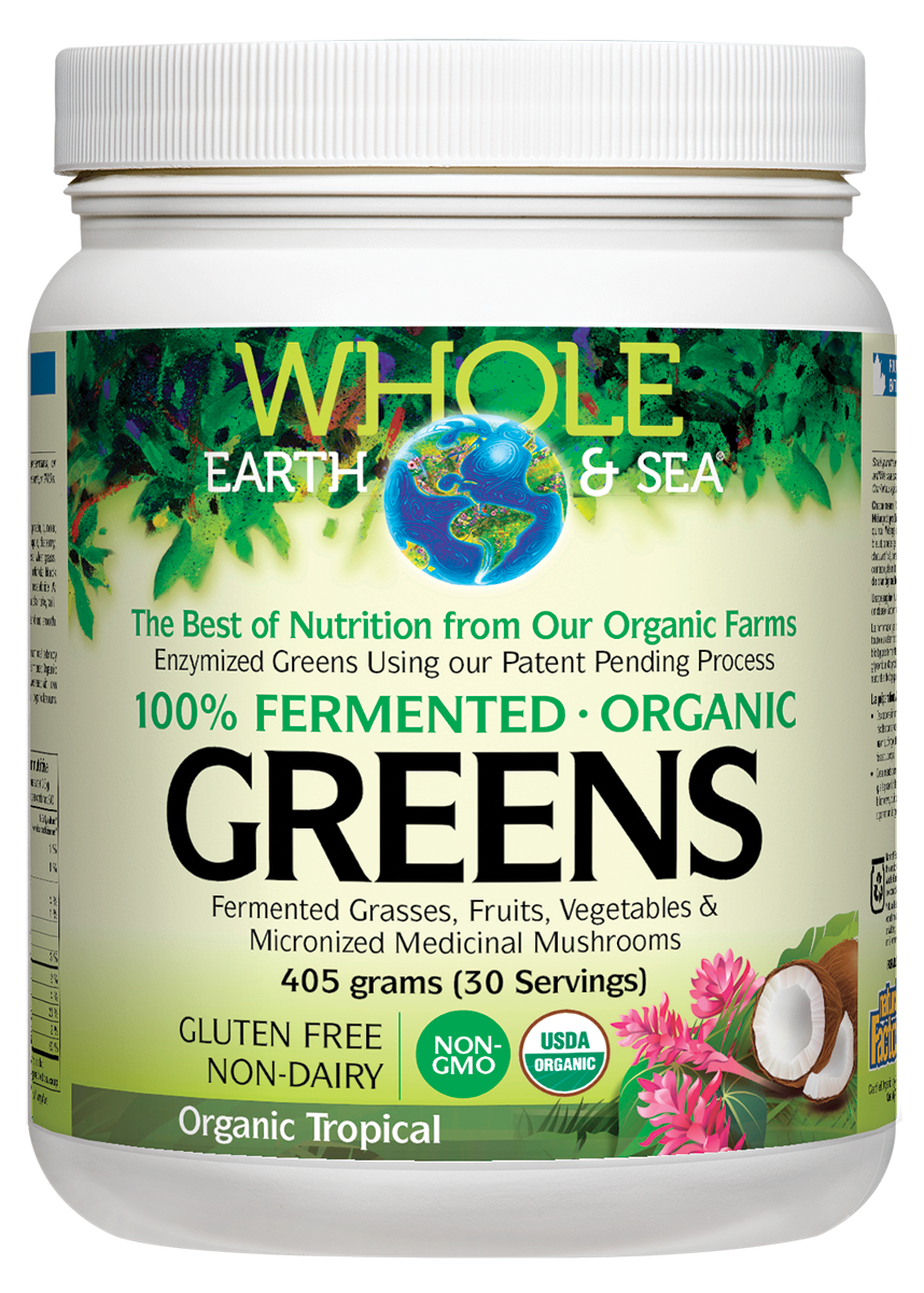 Whole Earth & Sea 100% Fermented Organic Greens Tropical Flavour 405g