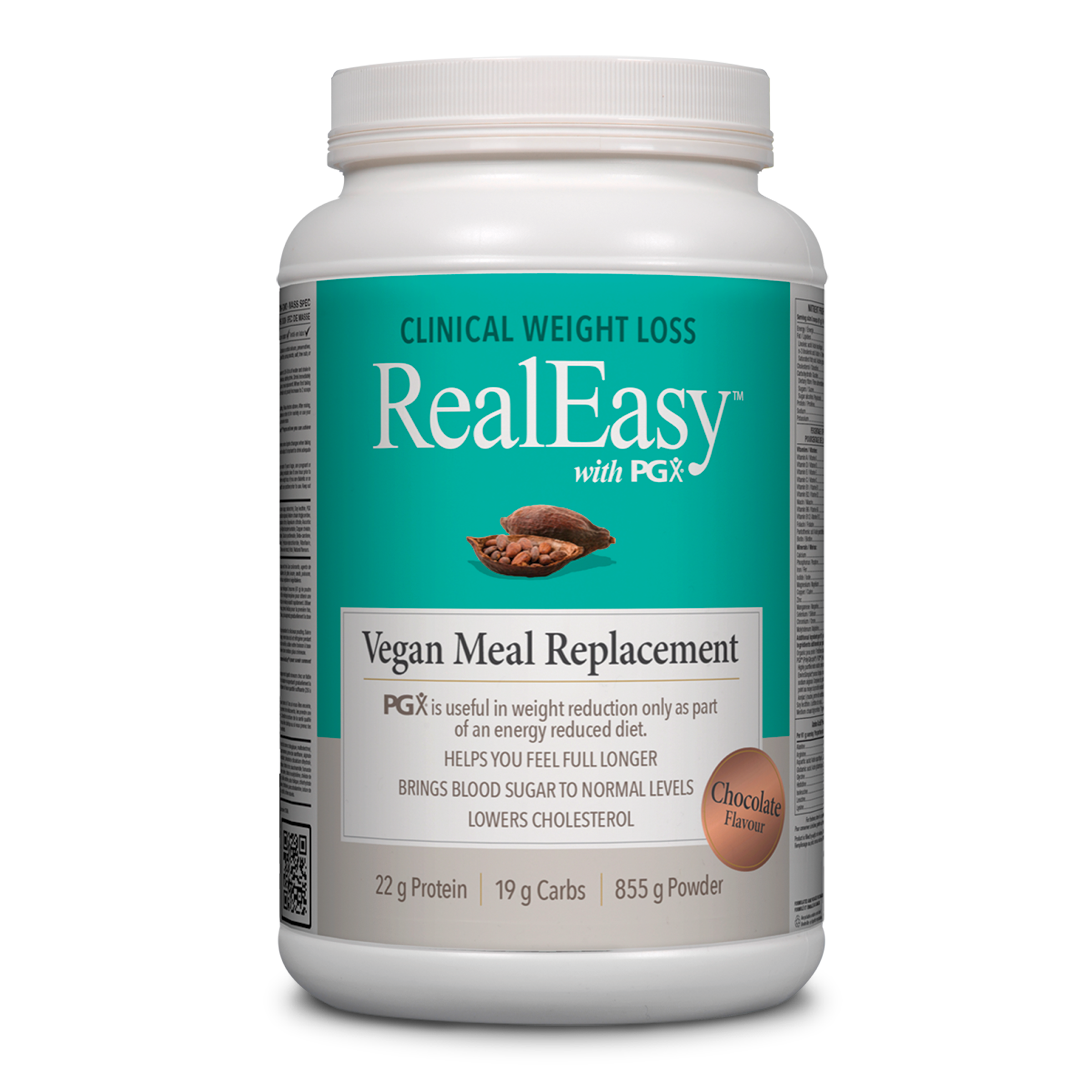 Natural Factors RealEasy Chocolate PGX Vegan Meal Replacement 855g
