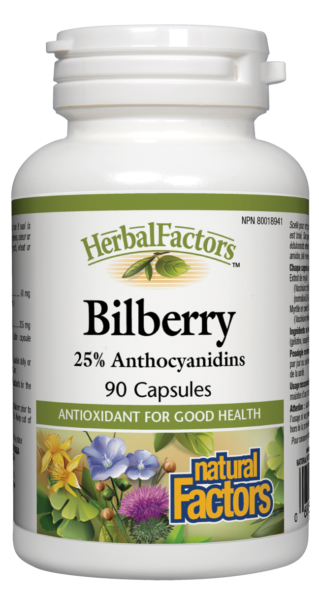 Natural Factors Bilberry HerbalFactors 90 Capsules