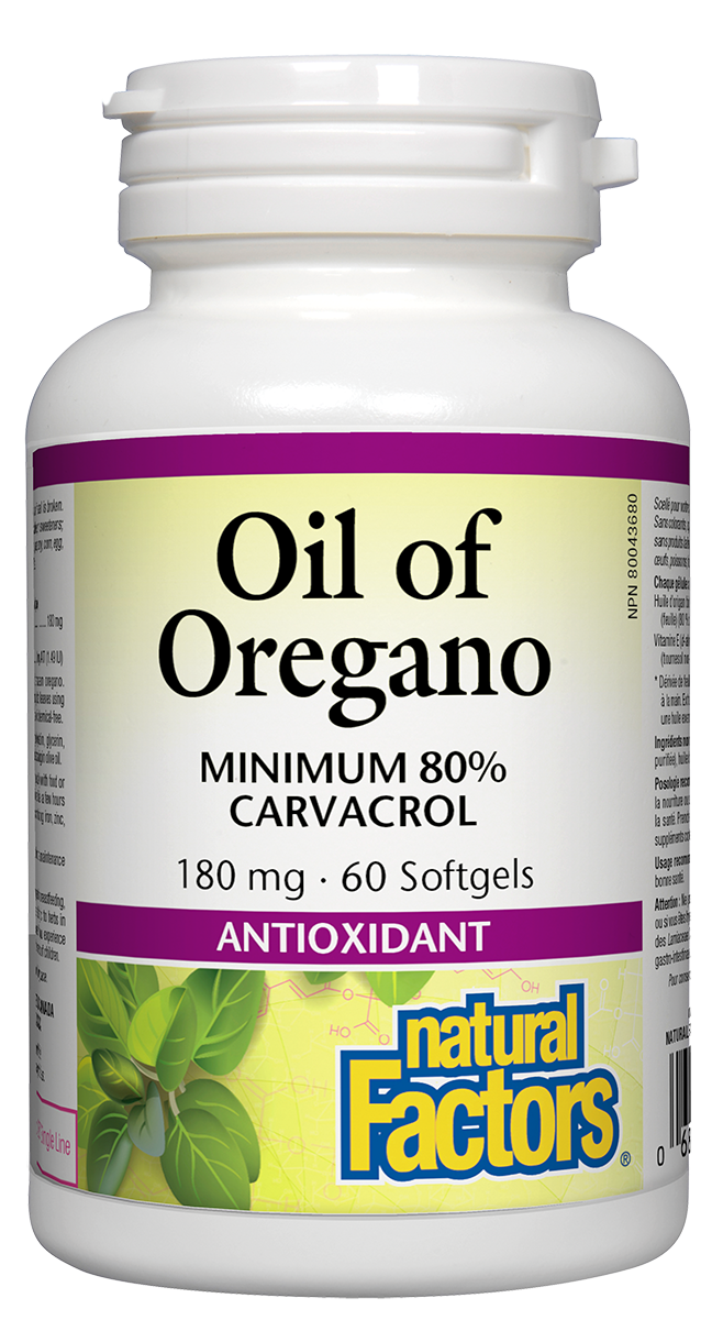 Natural Factors Oil Of Oregano 180mg 60 Softgels