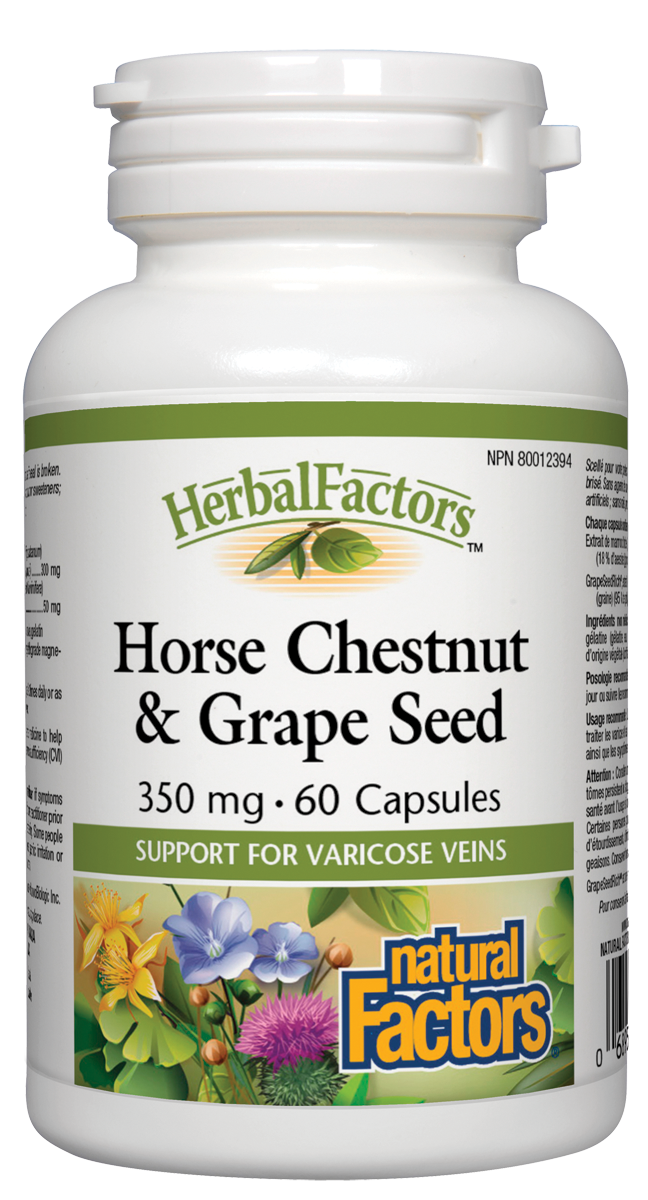 Natural Factors HerbalFactors Horse Chestnut & Grape Seed 350mg 60 Capsules