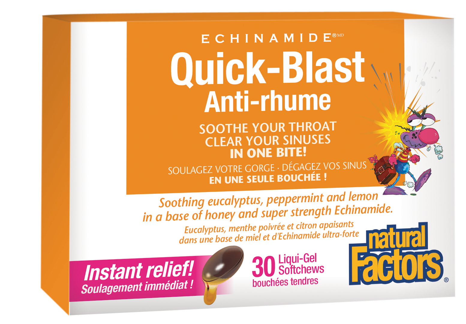 Natural Factors Quick-Blast ECHINAMIDE 6x30 Chewable Softgels