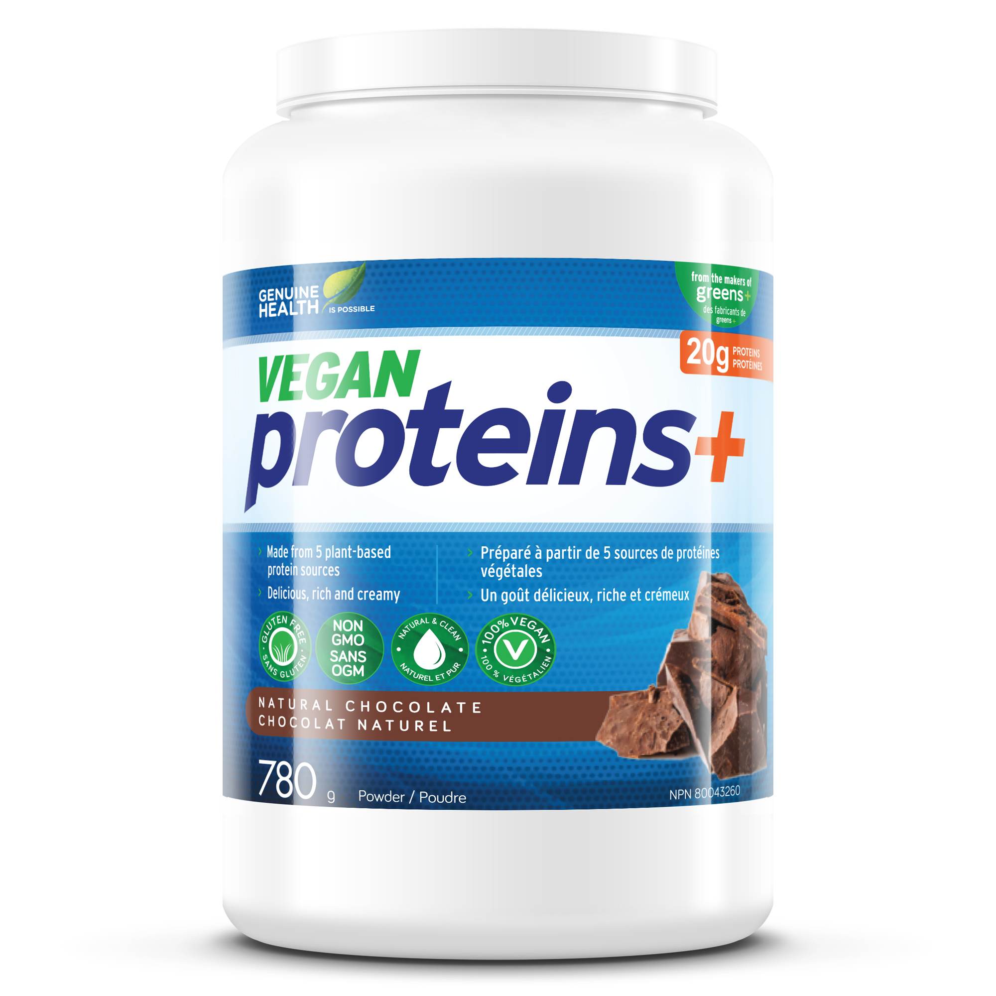 Genuine Health Vegan Proteins+ Double Chocolate 780g