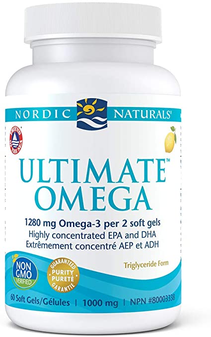 Nordic Naturals Ultimate Omega is a highly concentrated source of the omega-3 fatty acids EPA and DHA, which help to support cardiovascular health, cognitive health, and brain function. Ultimate Omega helps to reduce serum triglyceride levels.