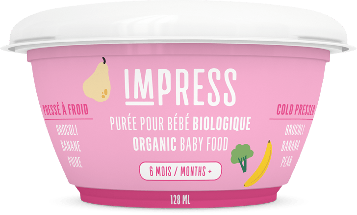 Impress Organic Baby Food 6 Months+ Broccoli, Pear, Apple, Banana 128ml