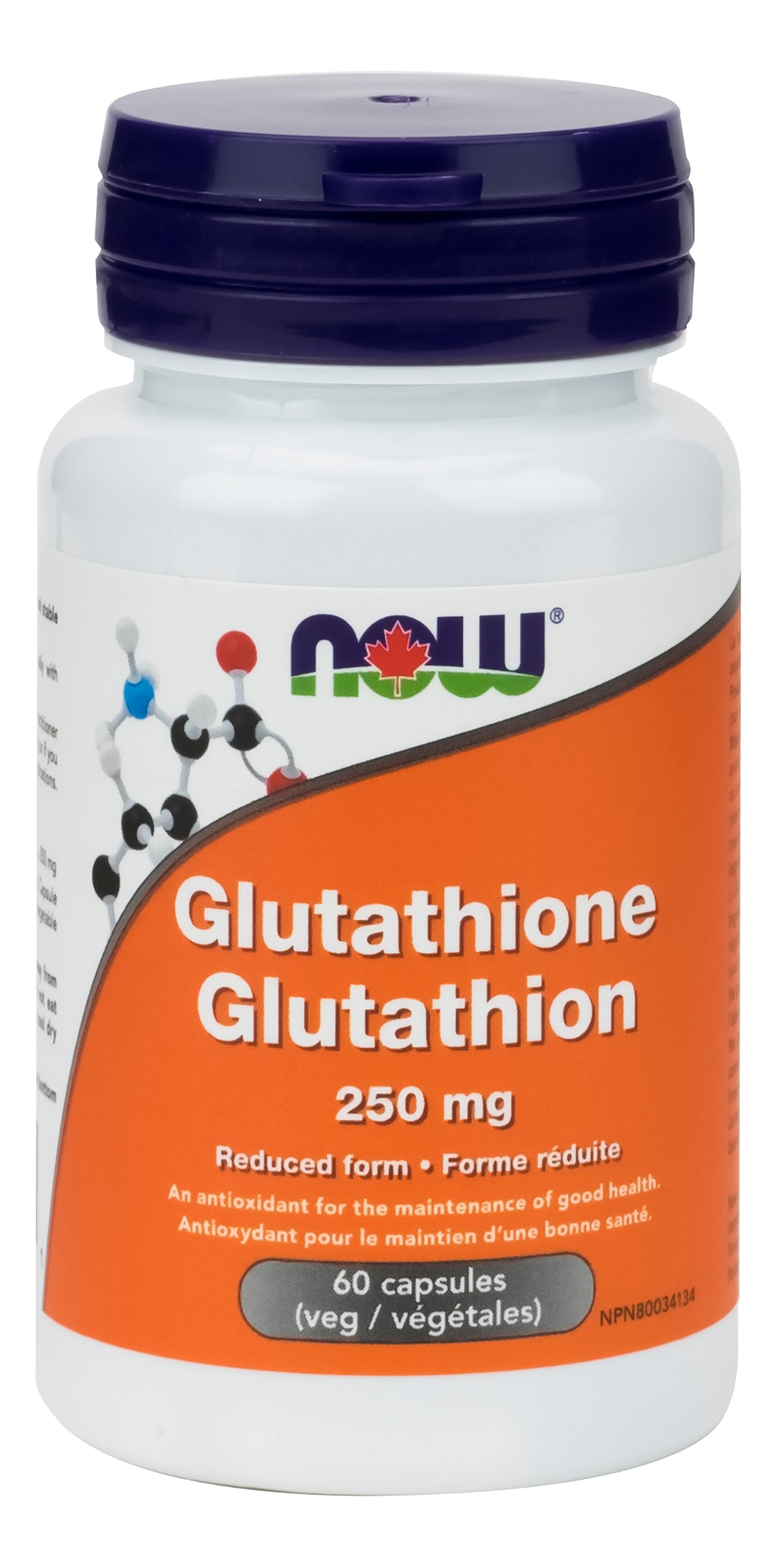 NOW Glutathione 250mg 60 Vegetarian Capsules