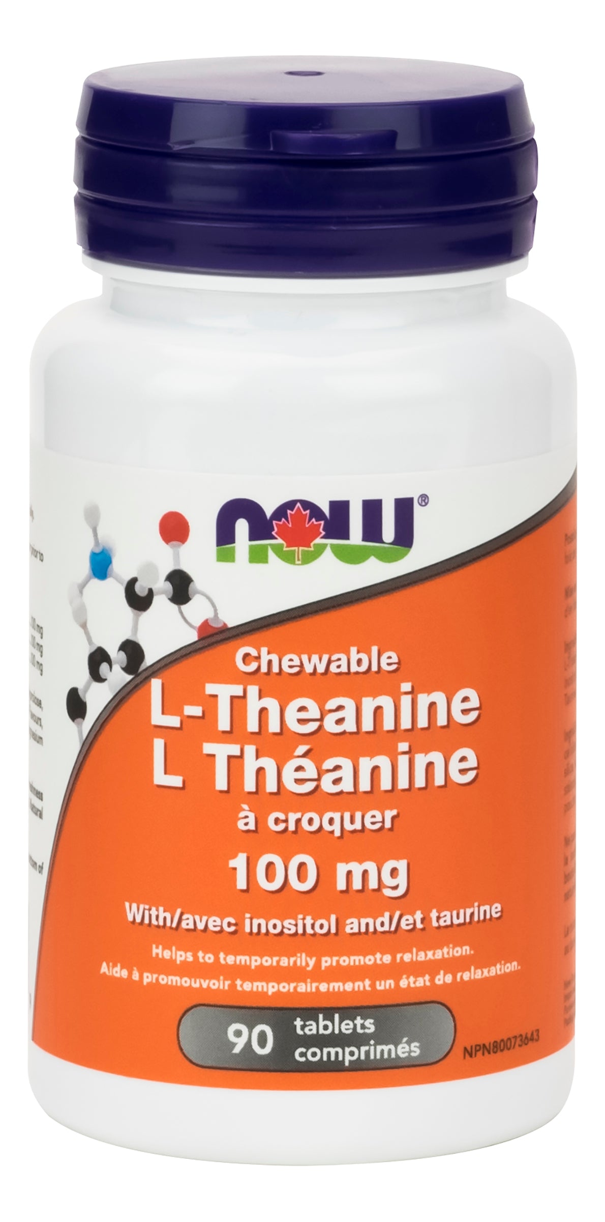 NOW L-Theanine 100mg 90 Chewable Tablets