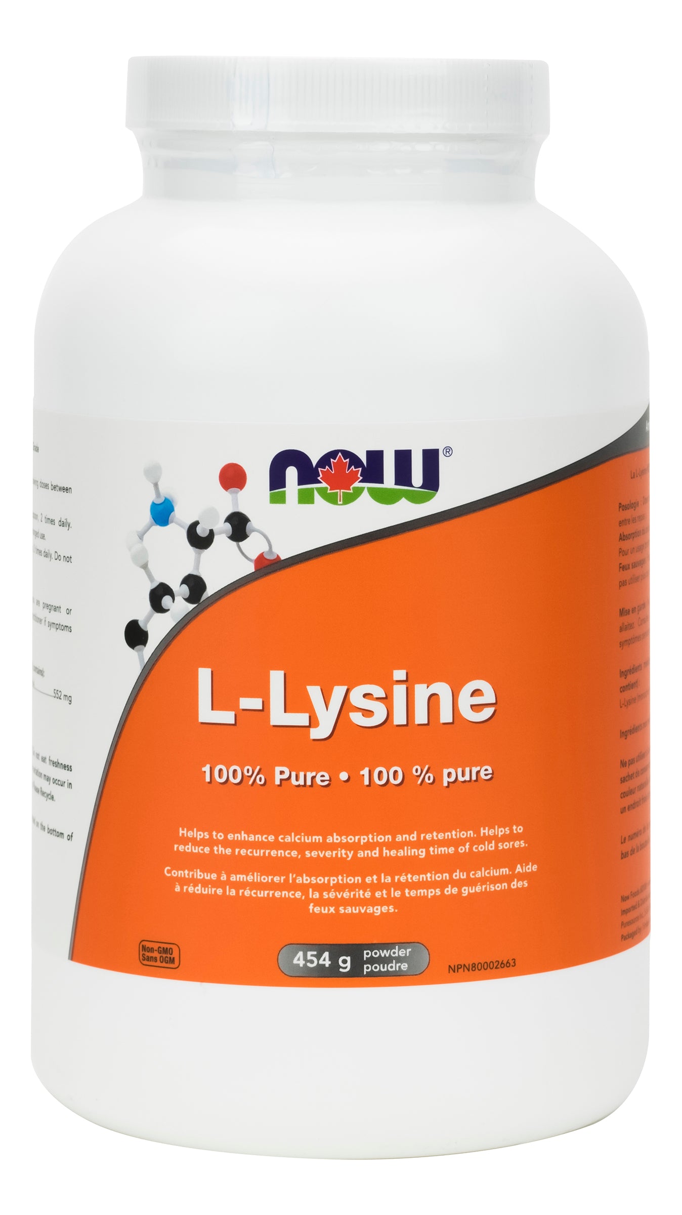 Now L-Lysine 100% Pure 454g Powder