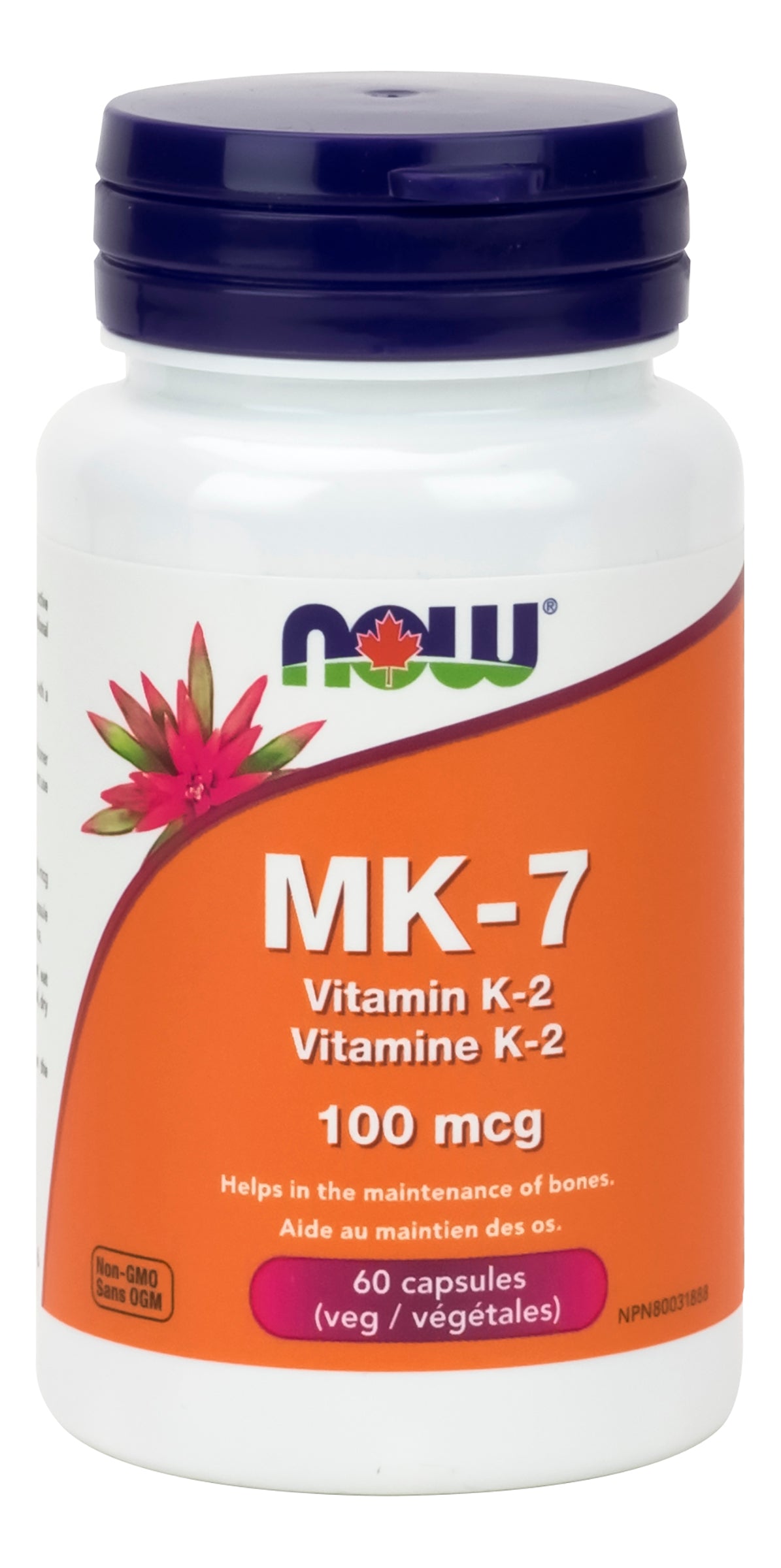 NOW MK-7 Vitamin K-2 100mcg 60 Vegetarian Capsules