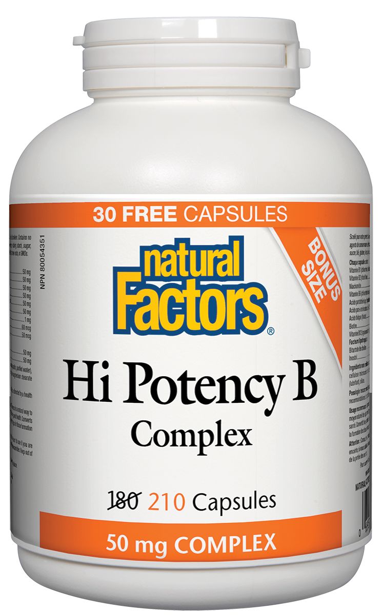 Natural Factors Hi Potency B Complex 50mg 210 Capsules Bonus