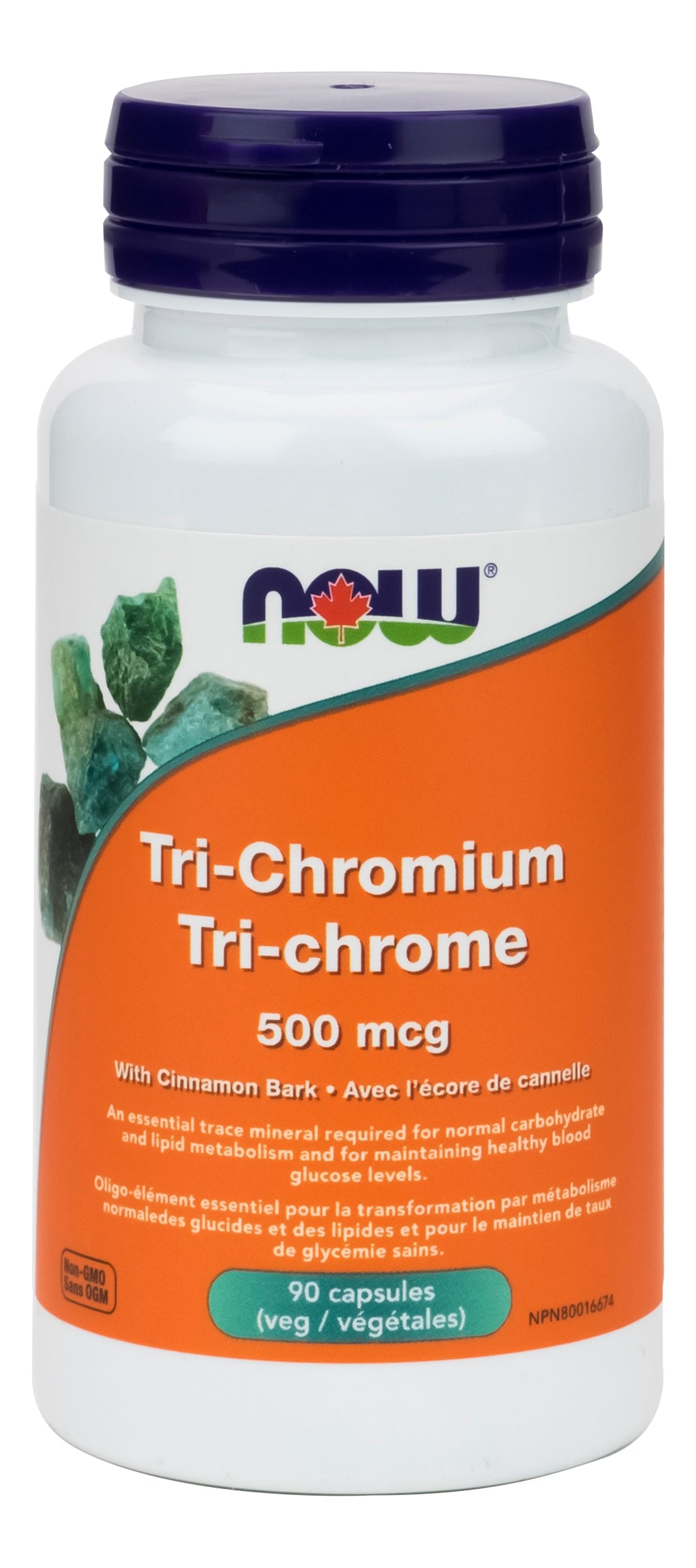NOW Tri-Chromium Picolinate 500mcg + Cinnamon 90 Vegetarian Capsules