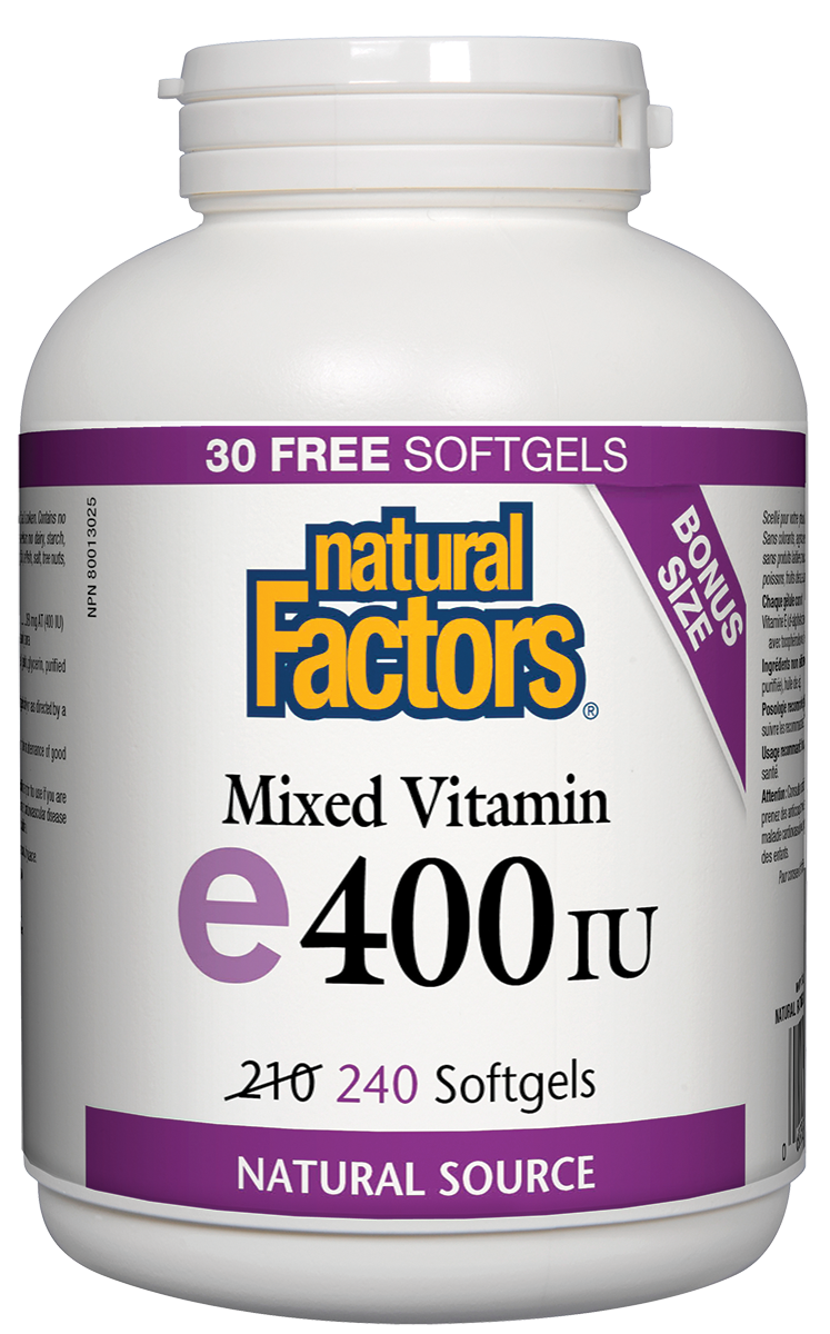 Natural Factors Mixed Vitamin E 400 IU 240 Softgels Bonus Size