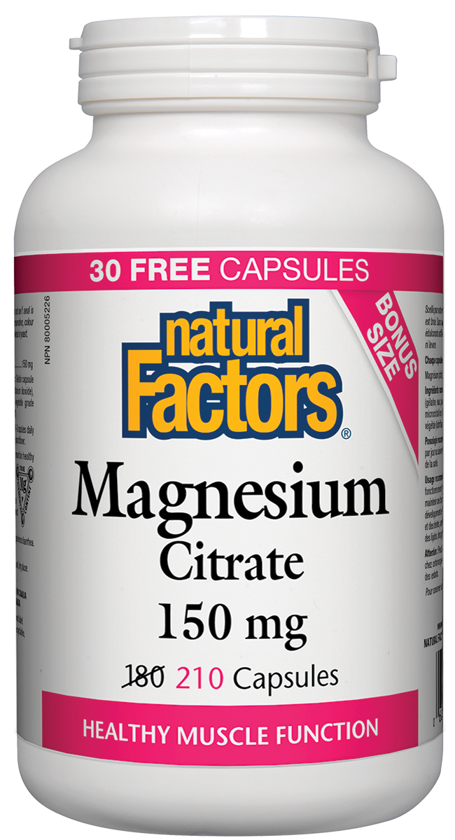 Natural Factors Magnesium Citrate 150mg 210 Capsules Bonus