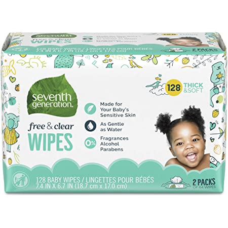 Seventh Generation Free & Clear Unscented Baby Wipes Refills, Value 2-Pack