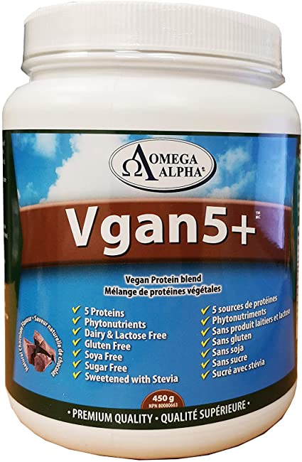 Omega Alpha Vgan5+ Vegan Protein Blend Natural Chocolate Flavour 450g